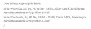 Sprechzeit aus UnivIS