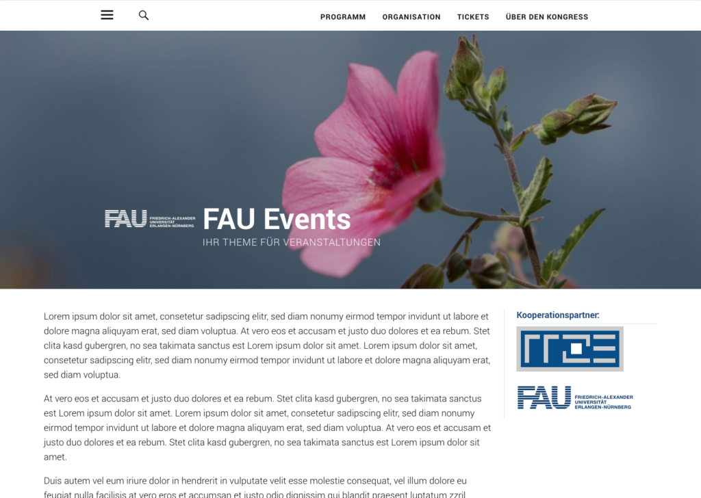 Screenshot FAU-Events Startseite fullwidth