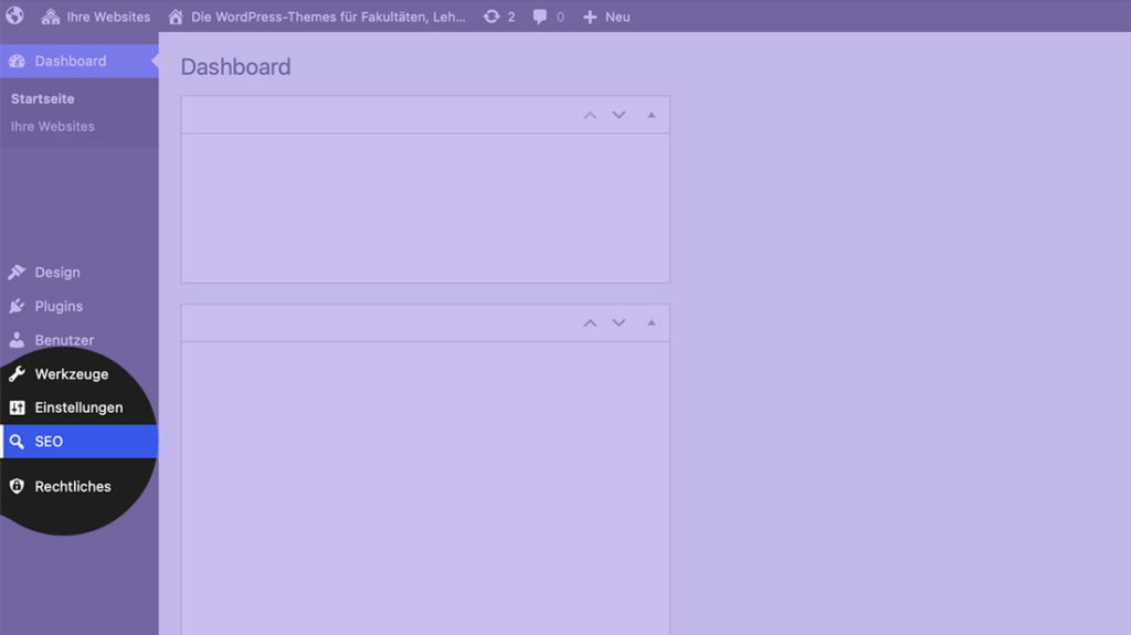 SEO-Menüpunkt im WordPress Dashboard