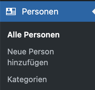 Dashboard-Menüpunkt Personen (FAUdir)