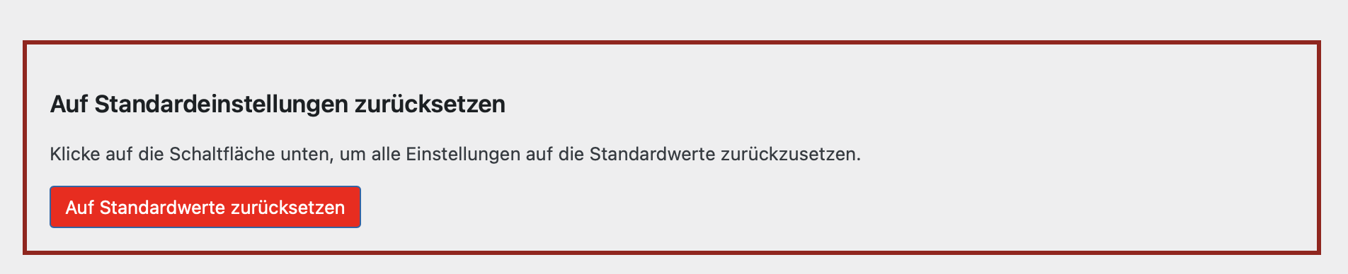 Auf Standardeinstellungen zurücksetzen im FAUdir Plugin