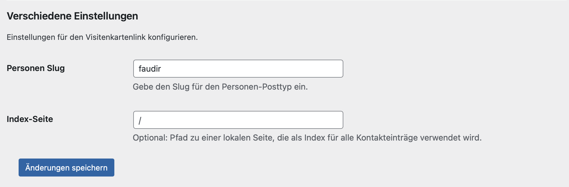 Personen-Slug konfigurieren und Index-Seite setzen im FAUdir Plugin