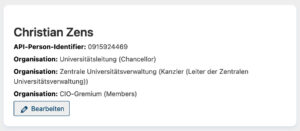 Screenshot der zuvor ausgewählten Profilkarte.