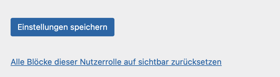 Einstellungen speichern und Rolle zurücksetzen auf Default