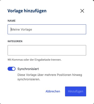 Ansicht der Vorlagen-Einstellungen
