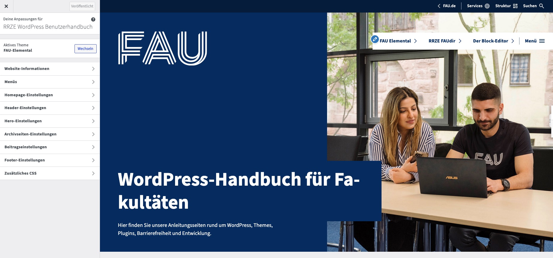 Beispielansicht eines Customizers