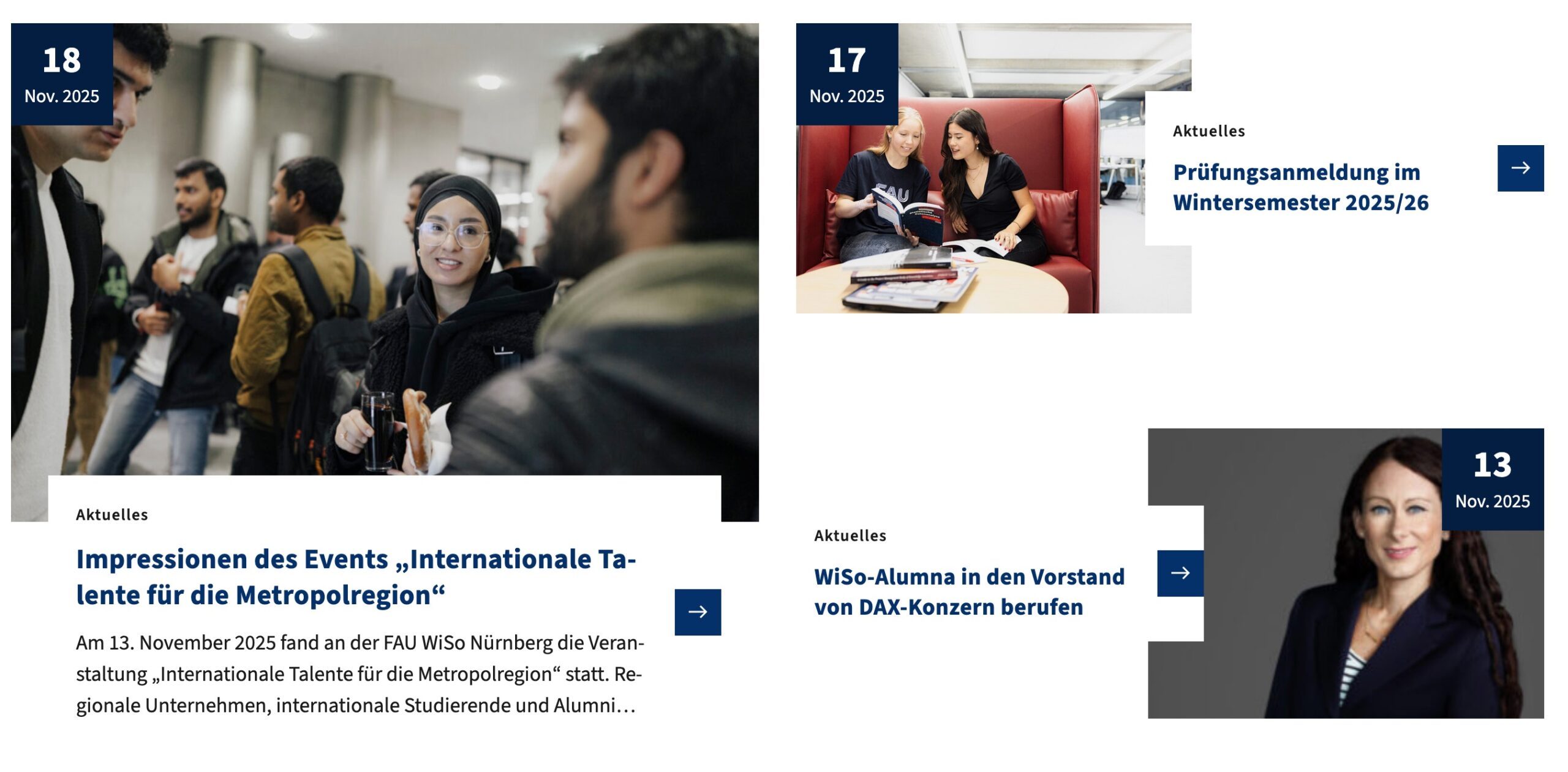 Teaser Grid am Beispiel der FAU