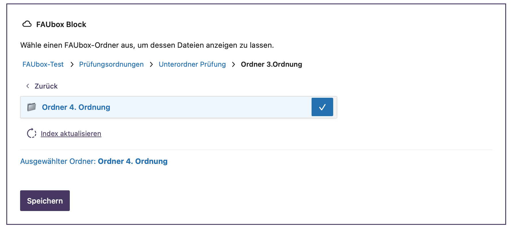 FAUbox Unterordner auswählen