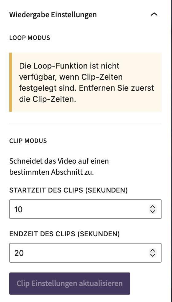 Video Clip Modus
